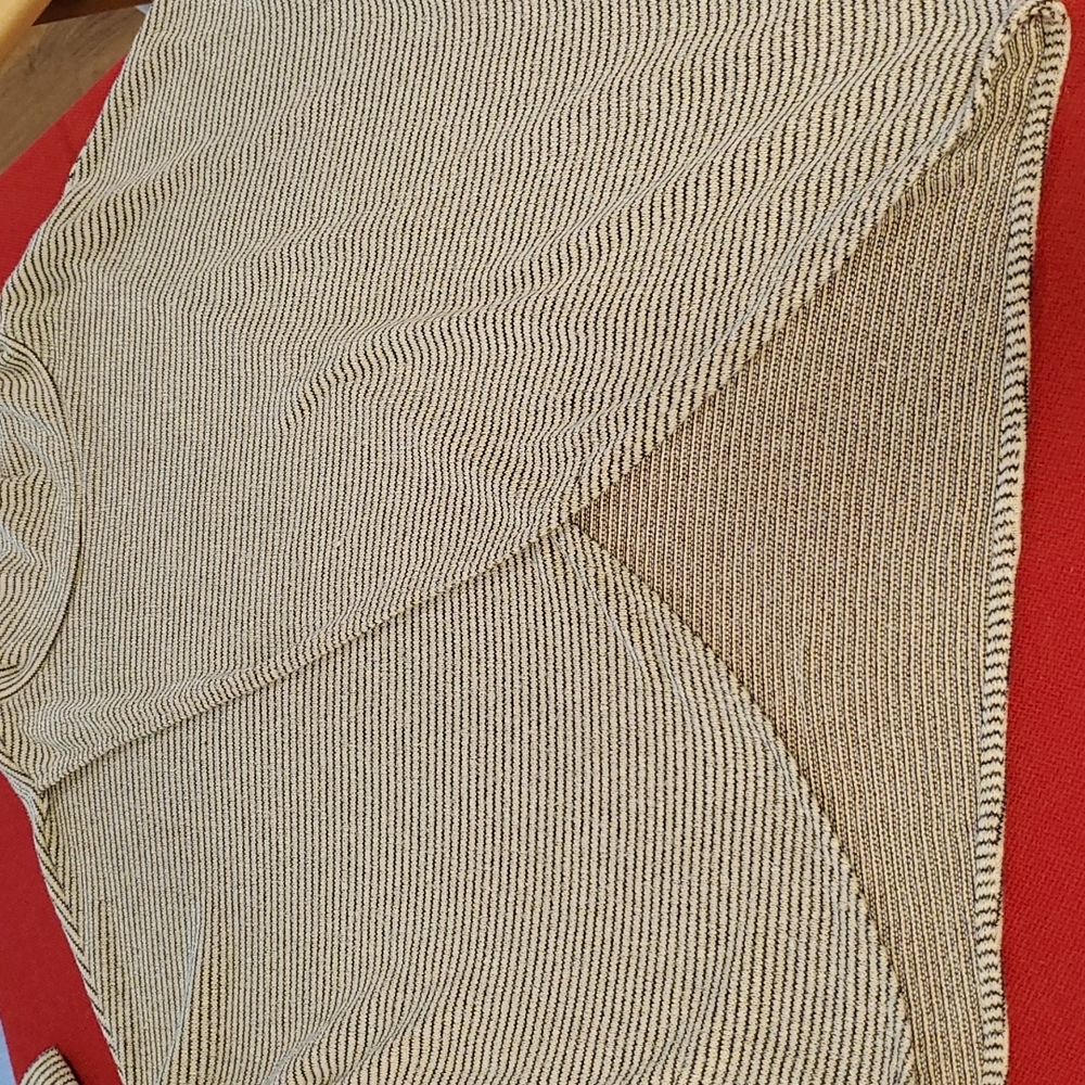 Cowl neck wrap across lightweight striped long sleeve sweater top Small - Picture 6 of 8